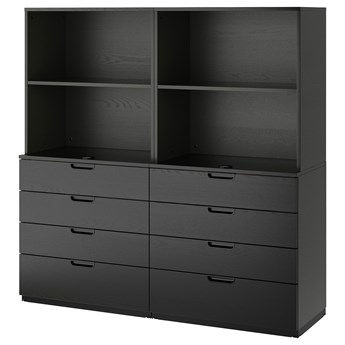 IKEA GALANT Kombinacja z szufladami, Okl jesionowa bejcowana na czarno, 160x160 cm