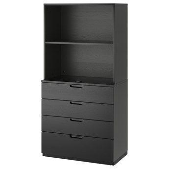 IKEA GALANT Kombinacja z szufladami, Okl jesionowa bejcowana na czarno, 80x160 cm
