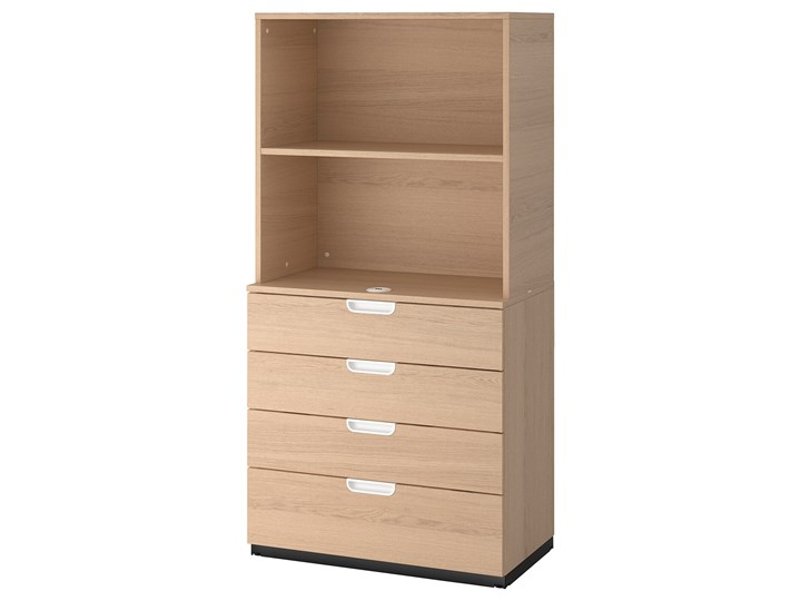 IKEA GALANT Kombinacja z szufladami, Okleina dębowa bejcowana na biało, 80x160 cm Kolor Biały