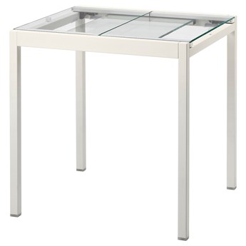 IKEA GLIVARP Stół rozkładany, przezroczysty/biały, 75/115x70 cm