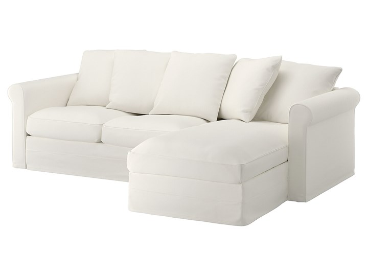 IKEA GRÖNLID Sofa 3-osobowa z szezlongiem, Inseros biały, Wysokość z poduchami oparcia: 104 cm Materiał obicia Tkanina Typ Gładkie