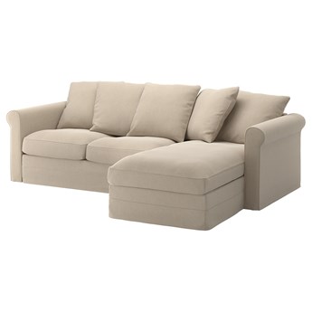 IKEA GRÖNLID Sofa 3-osobowa z szezlongiem, Sporda naturalny, Wysokość z poduchami oparcia: 104 cm