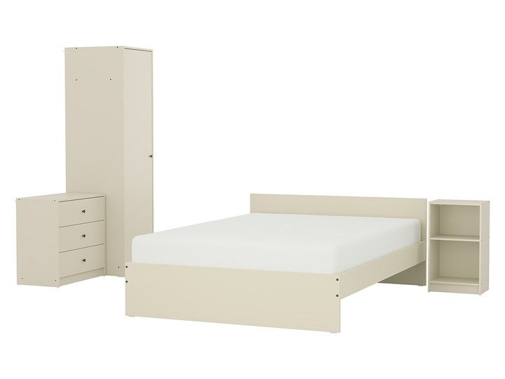 IKEA GURSKEN Zestaw mebli do sypialni 4 szt, jasnobeżowy, Szer. materaca: 140 cm Pomieszczenie Sypialnia Kategoria Zestawy mebli do sypialni