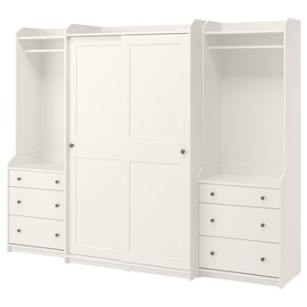 IKEA HAUGA Kombinacja szafy, Biały, 258x55x199 cm