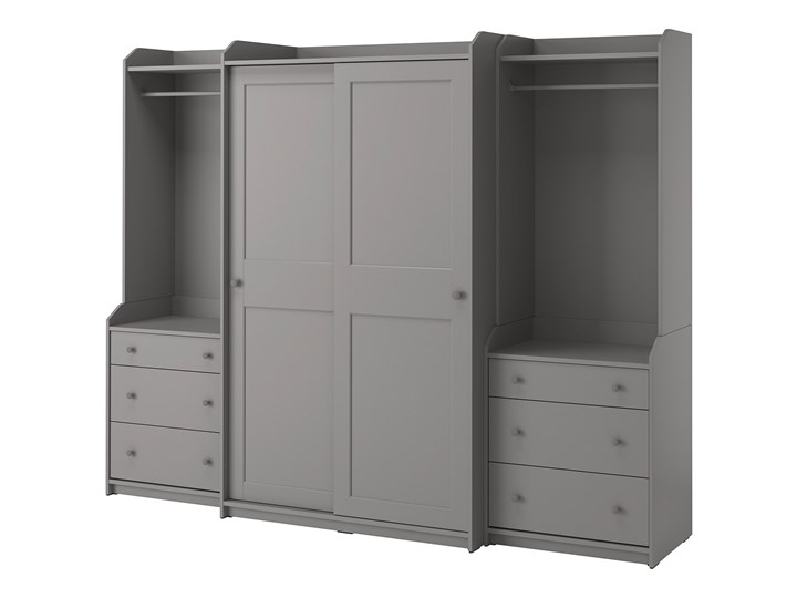 IKEA HAUGA Kombinacja szafy, Szary, 258x55x199 cm