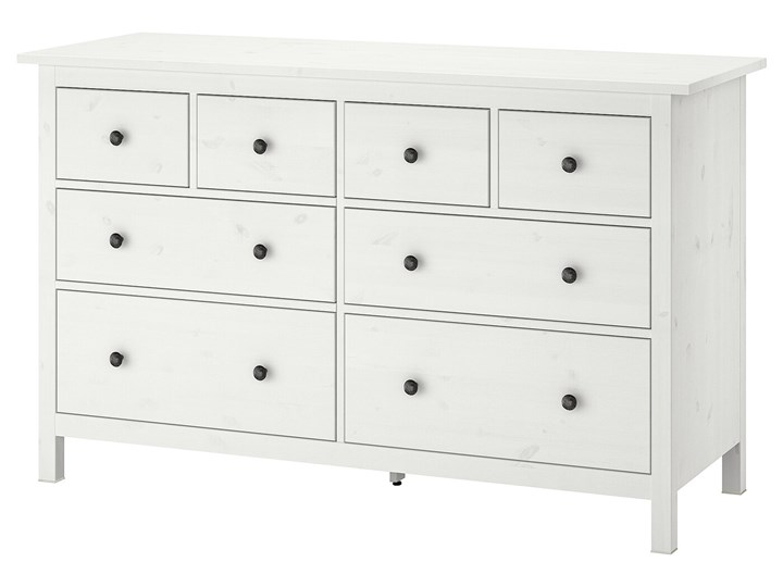 IKEA HEMNES Komoda, 8 szuflad, Biała bejca, 160x96 cm Z szufladami Drewno Głębokość 50 cm Pomieszczenie Garderoba Szerokość 160 cm Kolor Biały