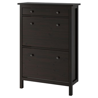IKEA HEMNES Szafka na buty, 2 przegrody, czarnobrąz, 89x30x127 cm