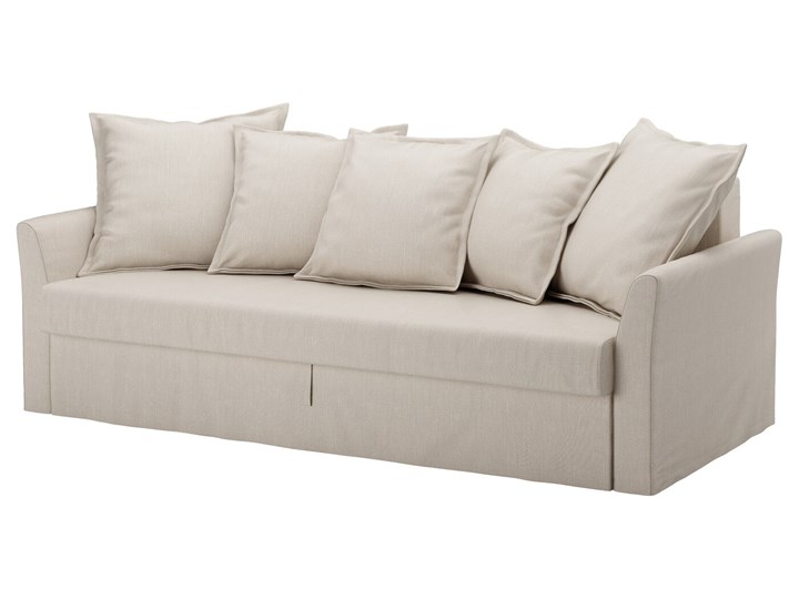 IKEA HOLMSUND Sofa trzyosobowa rozkładana, Nordvalla beżowy, Wysokość z poduchami oparcia: 96 cm Pomieszczenie Salon Stała konstrukcja Szerokość 230 cm Głębokość 99 cm Kategoria Sofy i kanapy