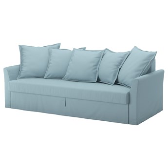 IKEA HOLMSUND Sofa trzyosobowa rozkładana, Orrsta jasnoniebieski, Wysokość z poduchami oparcia: 96 cm