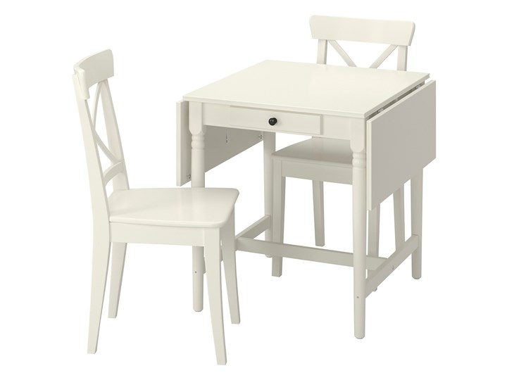 IKEA INGATORP / INGOLF Stół i 2 krzesła, biały/biały, Długość: 123 cm Kategoria Stoły z krzesłami