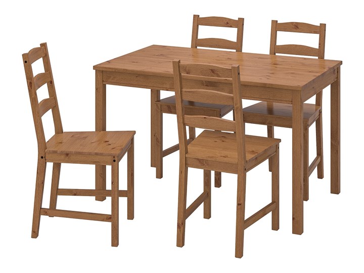 IKEA JOKKMOKK Stół i 4 krzesła, bejca patynowa, Długość stołu: 118 cm