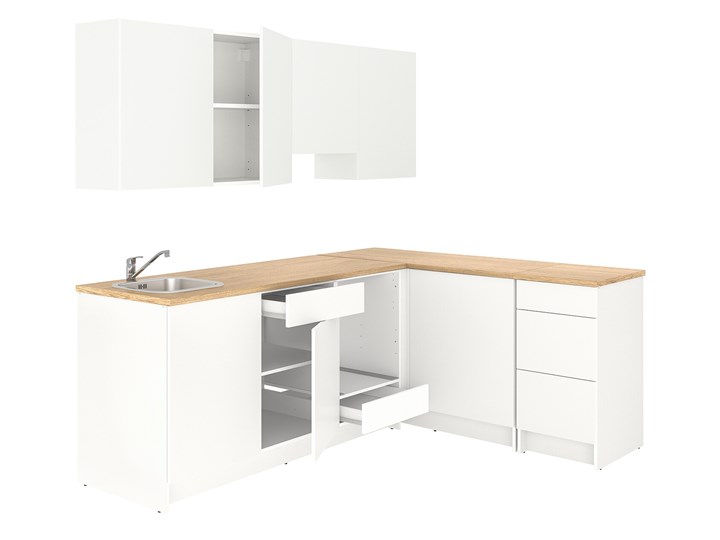 IKEA KNOXHULT Kuchnia narożna, biały, 243x164x220 cm Kategoria Zestawy mebli kuchennych