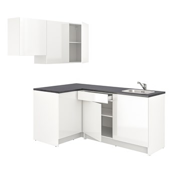 IKEA KNOXHULT Kuchnia narożna, połysk/biały, 182x183x220 cm