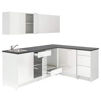 IKEA KNOXHULT Kuchnia narożna, połysk/biały, 243x164x220 cm
