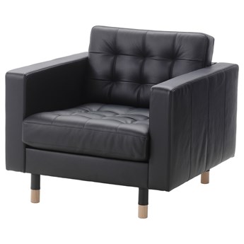 IKEA LANDSKRONA Fotel, Grann/Bomstad czarny/drewno, Szerokość: 89 cm