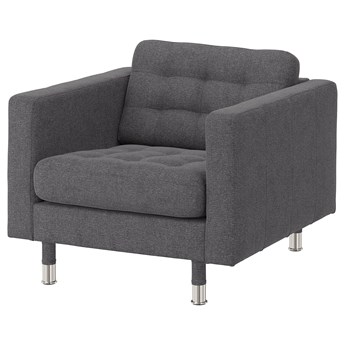 IKEA LANDSKRONA Fotel, Gunnared ciemnoszar/metal, Szerokość: 89 cm