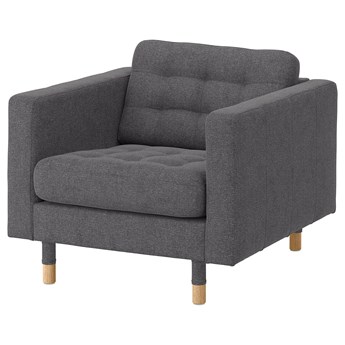 IKEA LANDSKRONA Fotel, Gunnared ciemnoszary/drewno, Szerokość: 89 cm