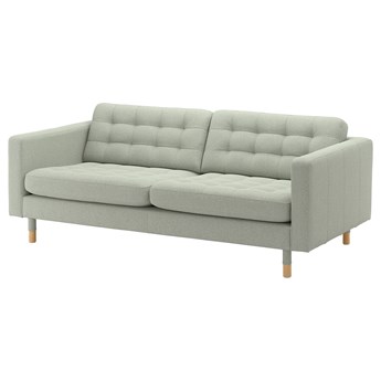 IKEA LANDSKRONA Sofa 3-osobowa, Gunnared jasnozielony/drewno, Szerokość: 204 cm