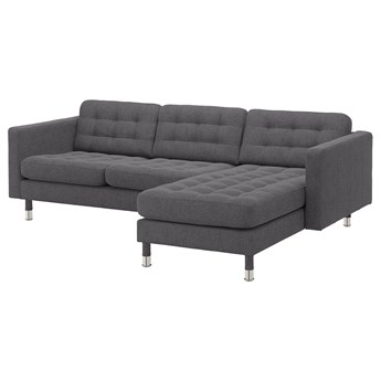 IKEA LANDSKRONA Sofa 3-osobowa, z szezlongiem/Gunnared ciemnoszar/metal, Szerokość: 240 cm