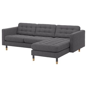 IKEA LANDSKRONA Sofa 3-osobowa, z szezlongiem/Gunnared ciemnoszary/drewno, Szerokość: 240 cm