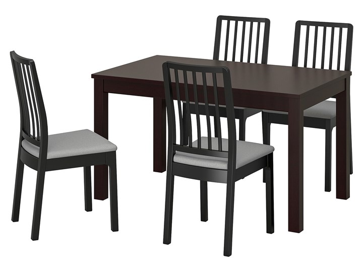 IKEA LANEBERG / EKEDALEN Stół i 4 krzesła, brązowy/czarny jasnoszary, 130/190x80 cm Pomieszczenie Jadalnia Kategoria Stoły z krzesłami