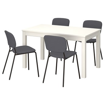 IKEA LANEBERG / KARLJAN Stół i 4 krzesła, biały/ciemnoszary ciemnoszary, 130/190x80 cm