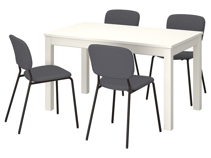IKEA LANEBERG / KARLJAN Stół i 4 krzesła, biały/ciemnoszary ciemnoszary, 130/190x80 cm Kategoria Stoły z krzesłami Pomieszczenie Salon
