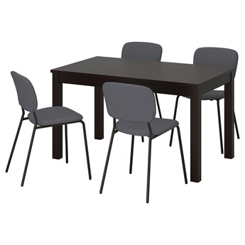 IKEA LANEBERG / KARLJAN Stół i 4 krzesła, brązowy/ciemnoszary ciemnoszary, 130/190x80 cm