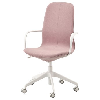 IKEA LÅNGFJÄLL Krzesło konferencyjne z podłokiet, Gunnared jasny różowy/biały, Przetestowano dla: 110 kg
