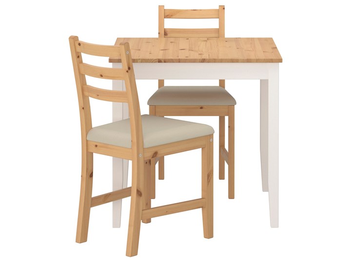 IKEA LERHAMN Stół i 2 krzesła, bejca jasna patyna biała bejca/Vittaryd beżowy, 74x74 cm Kategoria Stoły z krzesłami