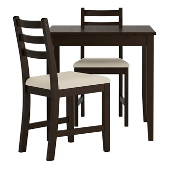 IKEA LERHAMN Stół i 2 krzesła, czarnybrąz/Vittaryd beżowy, 74x74 cm