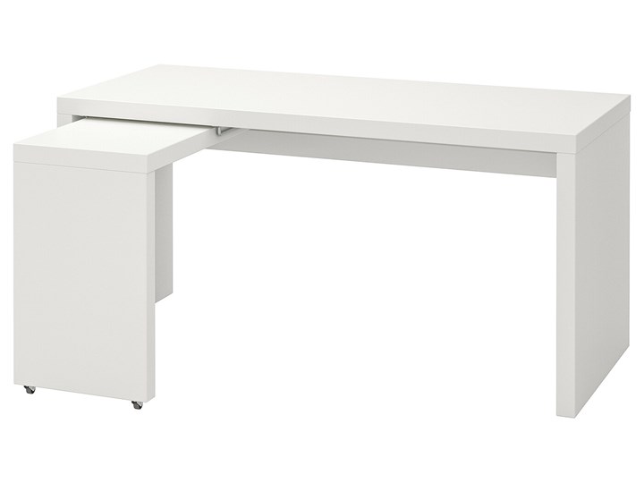 IKEA MALM Biurko z wysuwanym panelem, Biały, 151x65 cm Płyta MDF Szerokość 151 cm Biurko narożne Kategoria Biurka