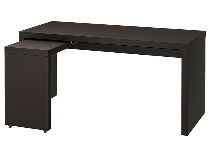 IKEA MALM Biurko z wysuwanym panelem, Czarnobrąz, 151x65 cm Biurko konsola Płyta MDF Biurko komputerowe Szerokość 151 cm Kolor Czarny