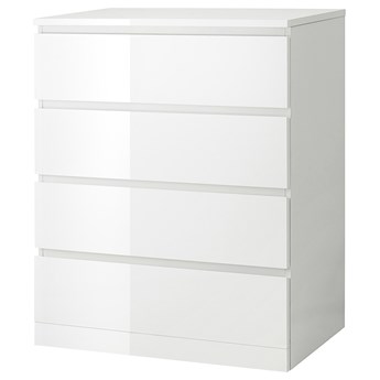 IKEA MALM Komoda, 4 szuflady, Połysk biały, 80x100 cm