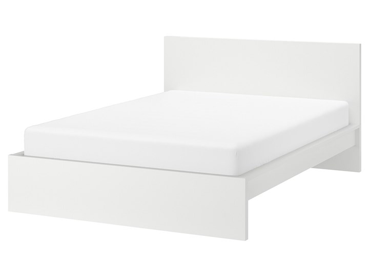 IKEA MALM Rama łóżka, wysoka, Biały, 140x200 cm Łóżko drewniane Kolor Szary