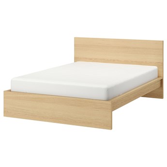 IKEA MALM Rama łóżka, wysoka, Okleina dębowa bejcowana na biało, 140x200 cm