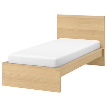 IKEA MALM Rama łóżka, wysoka, Okleina dębowa bejcowana na biało, 90x200 cm