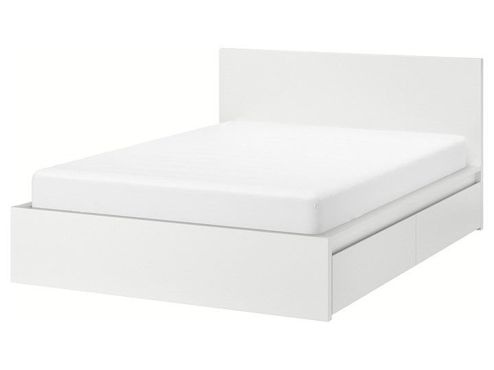 IKEA MALM Rama łóżka z 2 pojemnikami, Biały, 140x200 cm