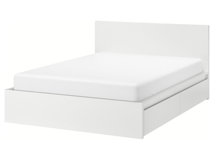 IKEA MALM Rama łóżka z 2 pojemnikami, Biały, 140x200 cm Drewno Liczba miejsc Dwuosobowe Łóżko drewniane Pojemnik na pościel Z pojemnikiem