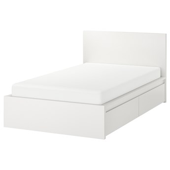 IKEA MALM Rama łóżka z 2 pojemnikami, Biały, 120x200 cm