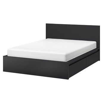 IKEA MALM Rama łóżka z 2 pojemnikami, Czarnobrąz, 140x200 cm