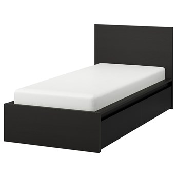IKEA MALM Rama łóżka z 2 pojemnikami, Czarnobrąz, 90x200 cm