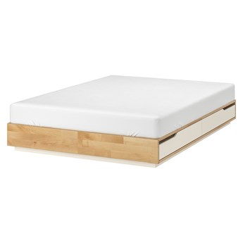 IKEA MANDAL Rama łóżka z szufladami, brzoza/biały, 140x202 cm