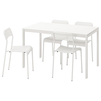 IKEA MELLTORP / ADDE Stół i 4 krzesła, biały, 125 cm