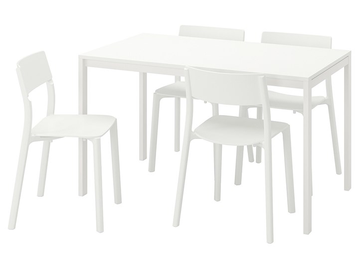 IKEA MELLTORP / JANINGE Stół i 4 krzesła, biały/biały, 125 cm