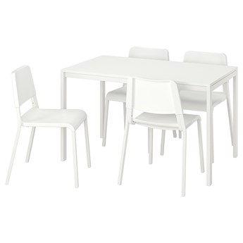 IKEA MELLTORP / TEODORES Stół i 4 krzesła, biały, 125 cm