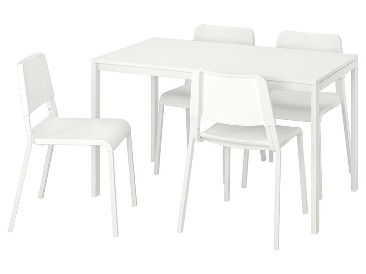 IKEA MELLTORP / TEODORES Stół i 4 krzesła, biały, 125 cm
