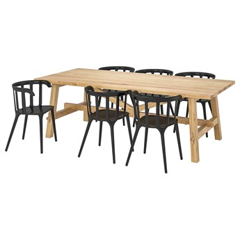 IKEA MÖCKELBY / IKEA PS 2012 Stół i 6 krzeseł, dąb/czarny, 235x100 cm