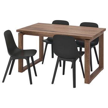IKEA MÖRBYLÅNGA / ODGER Stół i 4 krzesła, okl dęb brązowa bejca/antracyt, 140x85 cm