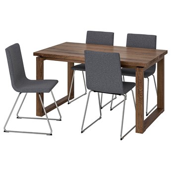 IKEA MÖRBYLÅNGA / VOLFGANG Stół i 4 krzesła, brązowy/Gunnared średnioszary, 140x85 cm